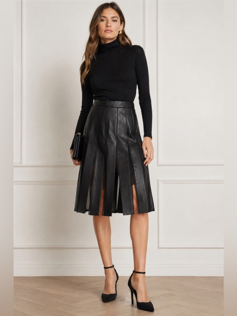 Diane Von Furstenberg Black Leather Skirt